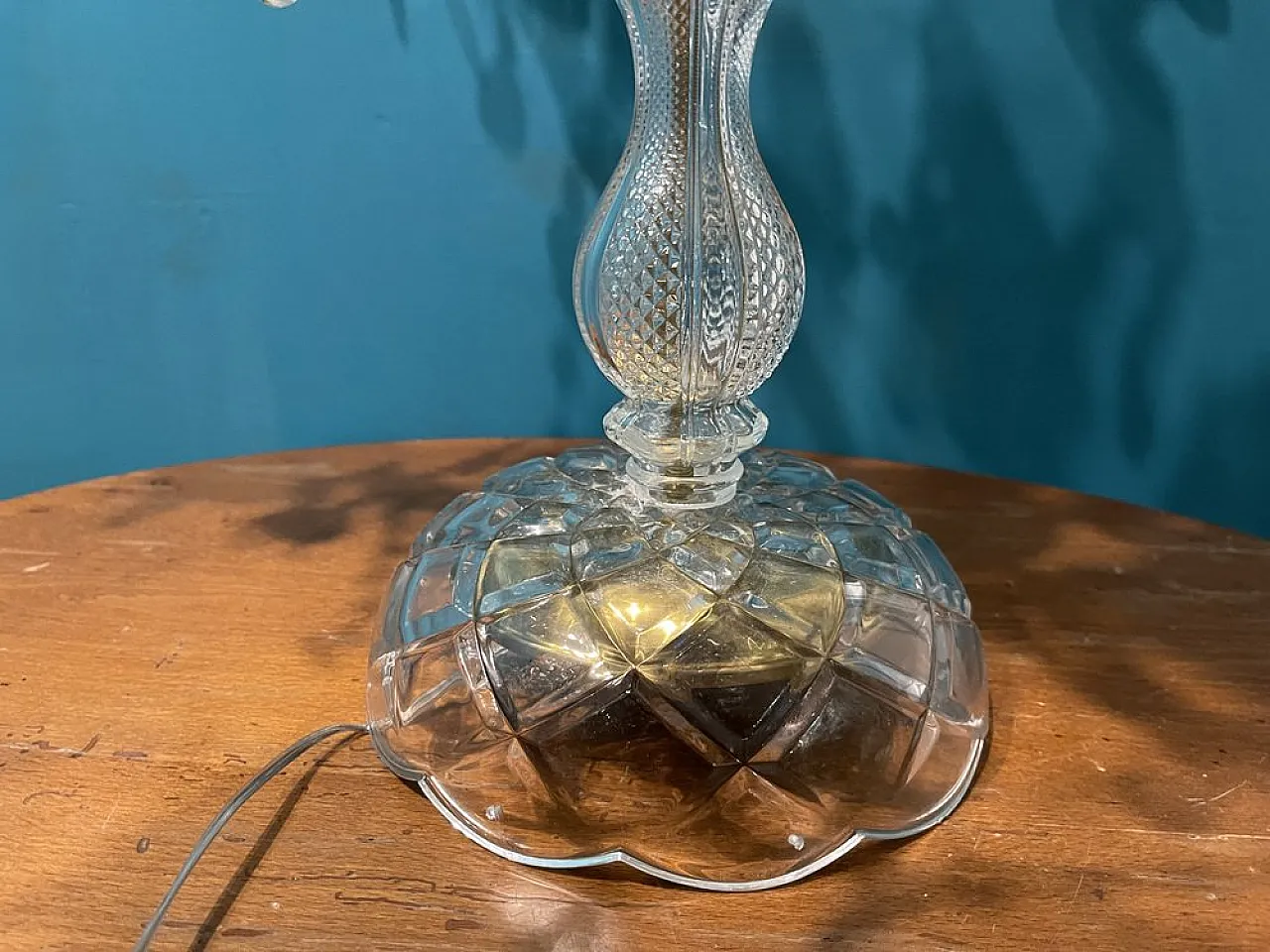 Large crystal candelabra table lamp, 1960s 3