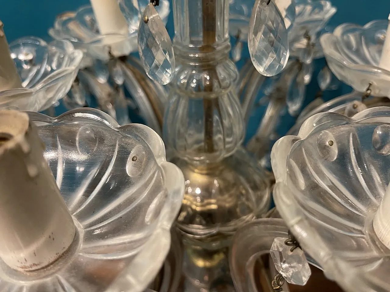 Large crystal candelabra table lamp, 1960s 5