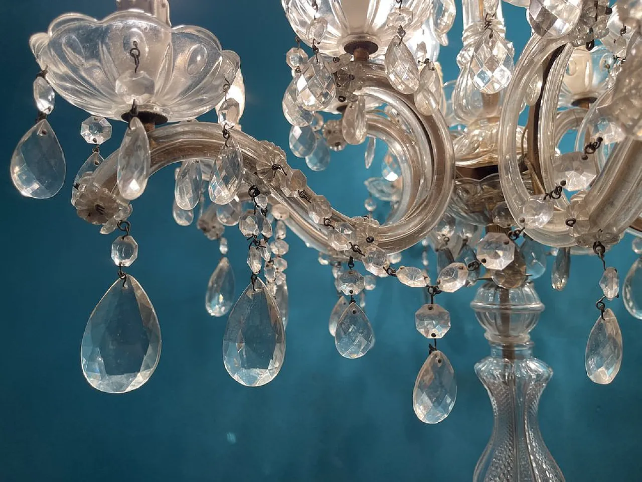 Large crystal candelabra table lamp, 1960s 7