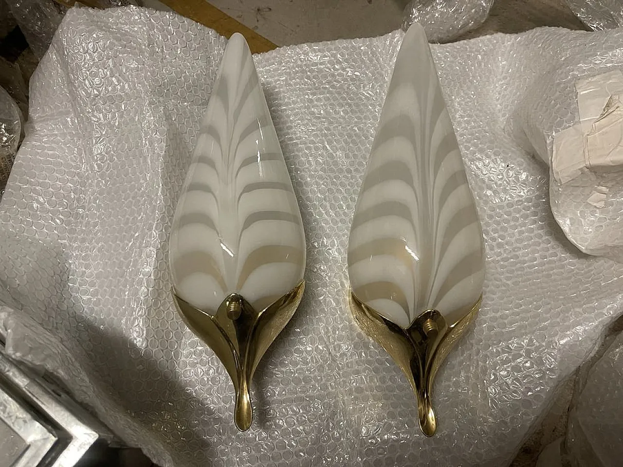 Pair of Murano glass sconces by Venini, 1970s 2