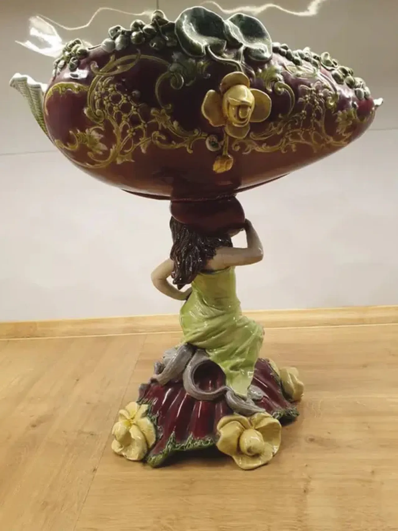 Monumental majolica figural centerpiece bohemia, 20th century 6