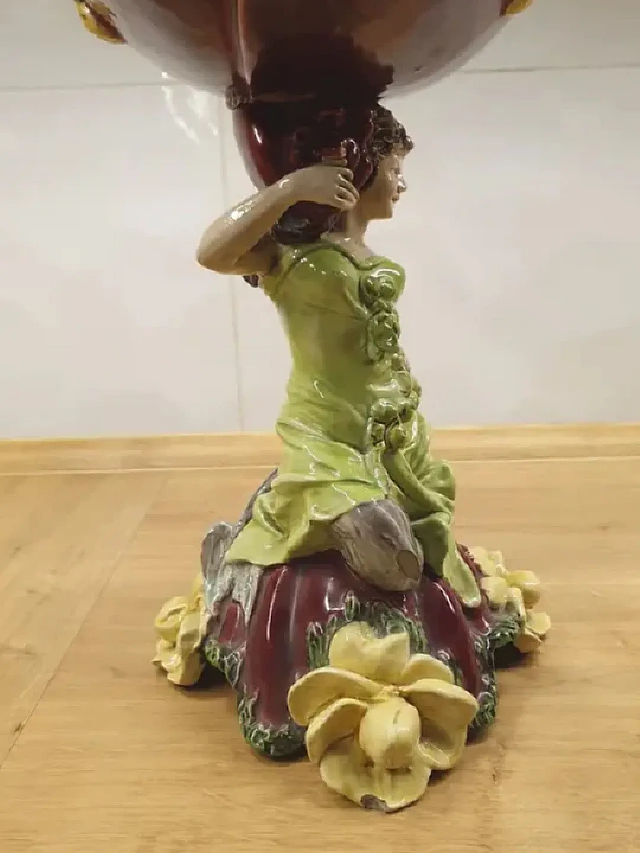 Monumental majolica figural centerpiece bohemia, 20th century 8