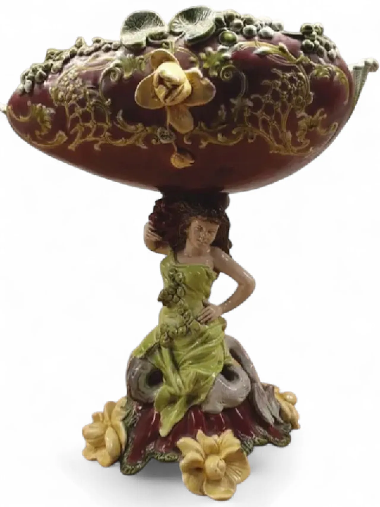 Monumental majolica figural centerpiece bohemia, 20th century 10