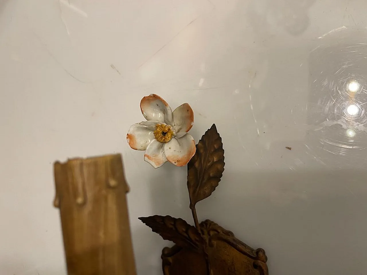 Pair of Tole porcelain flower sconces, 1960s 2