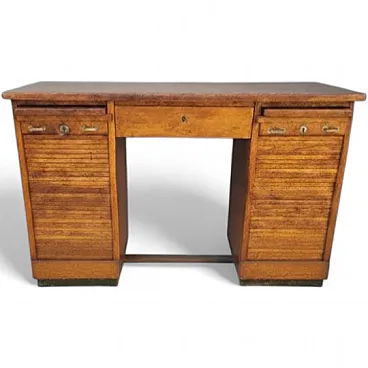Scrivania con ante a rullo in rovere, anni '30