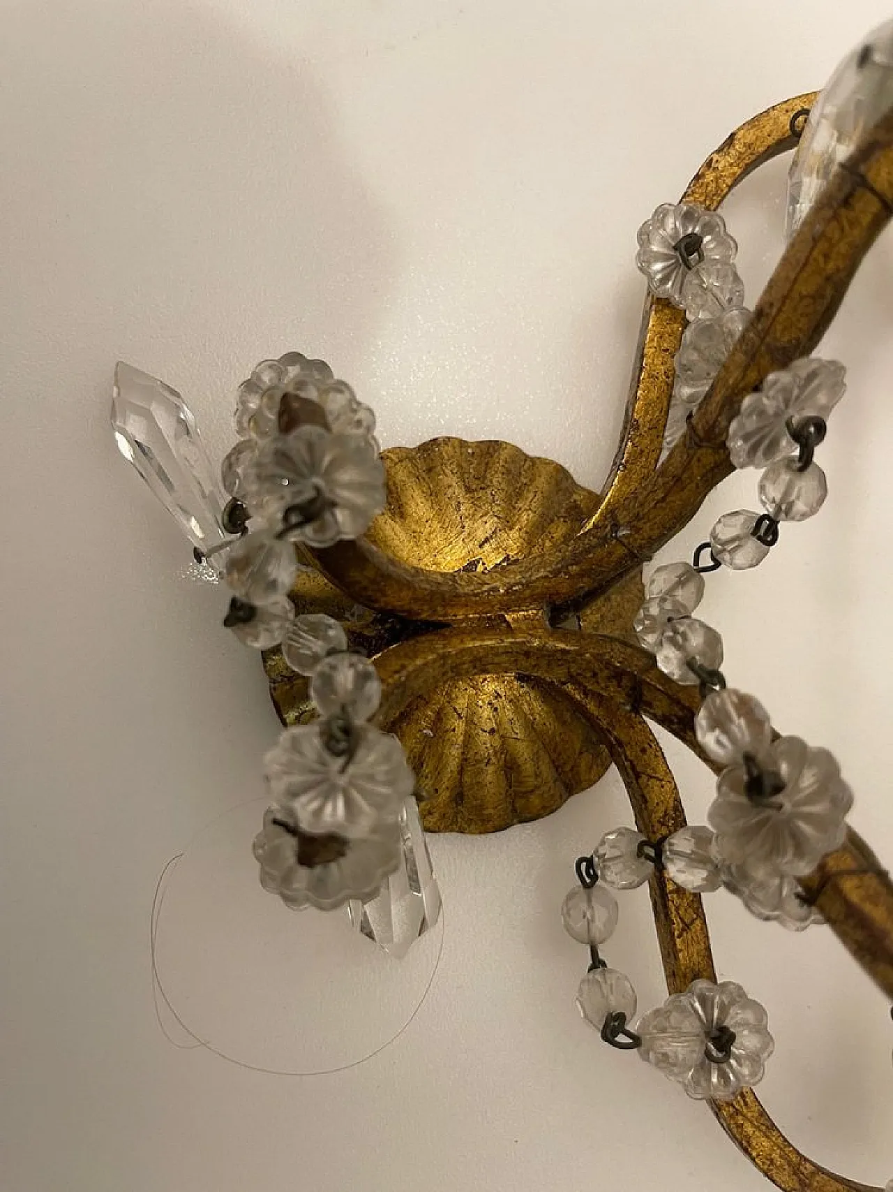 Pair of Florentine gilded crystal sconces, 1960s 8