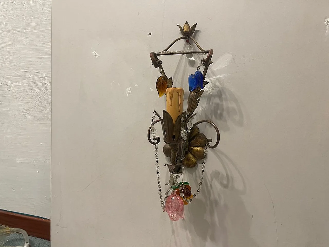 Pair of Tole Murano Glass Applique, 1950s 3