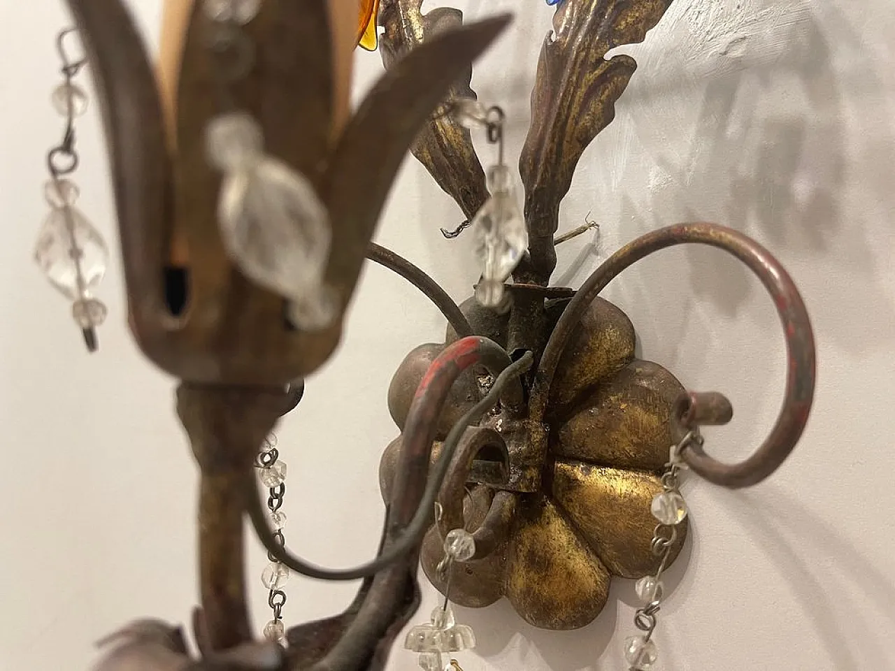 Pair of Tole Murano Glass Applique, 1950s 6