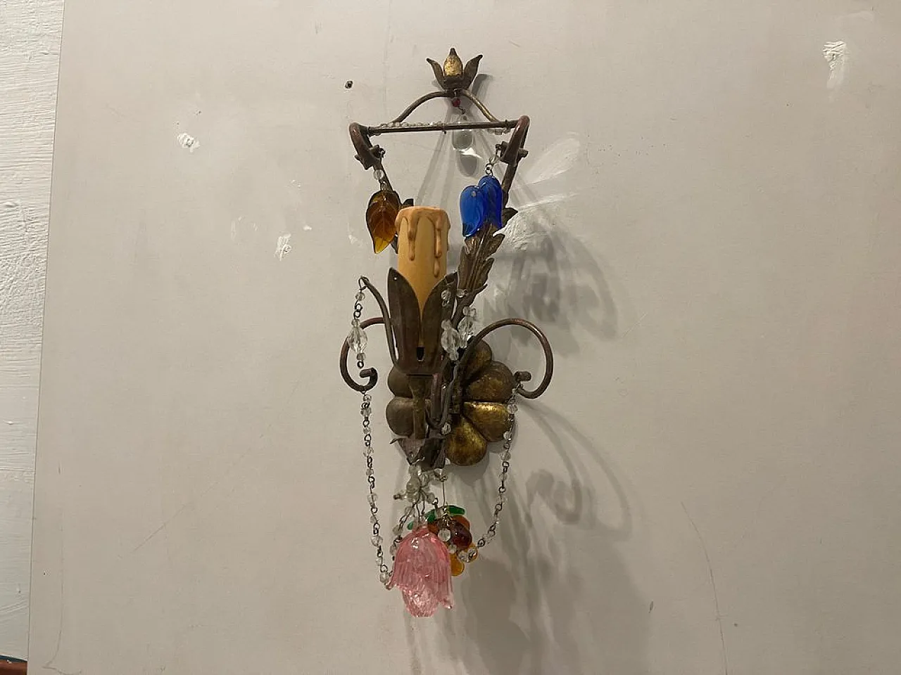 Pair of Tole Murano Glass Applique, 1950s 8