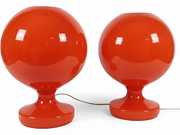 Coppia di lampade da tavolo in vetro opalino per Jihlava, anni '60