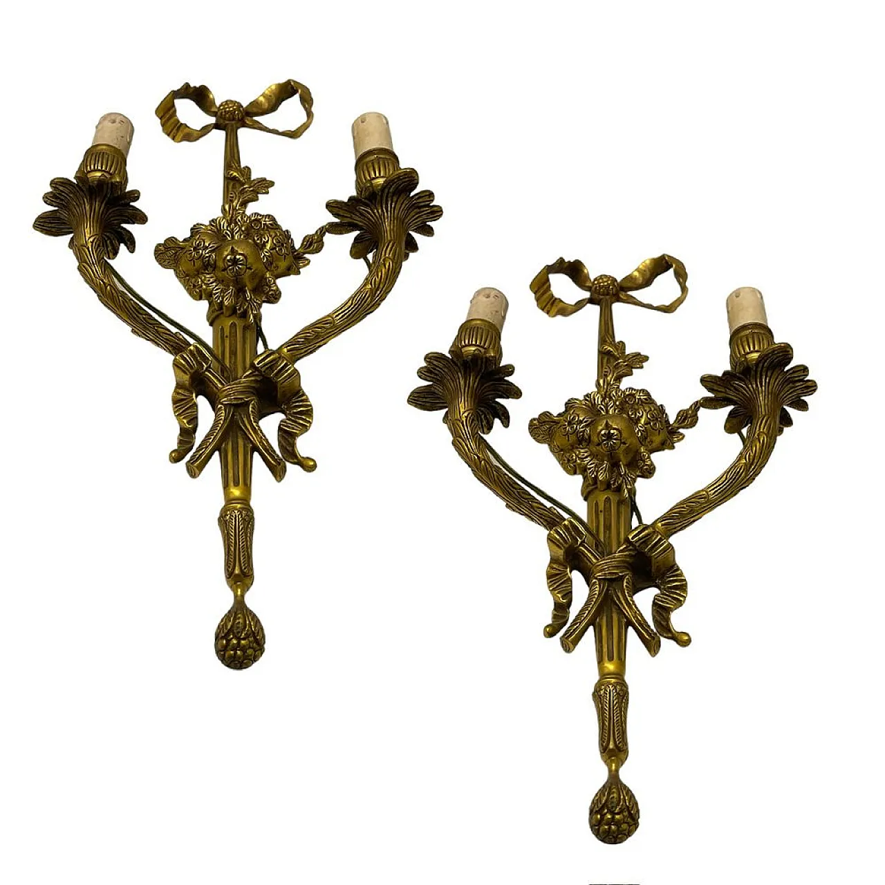Pair of bronze fruit sconces, 1920s 1