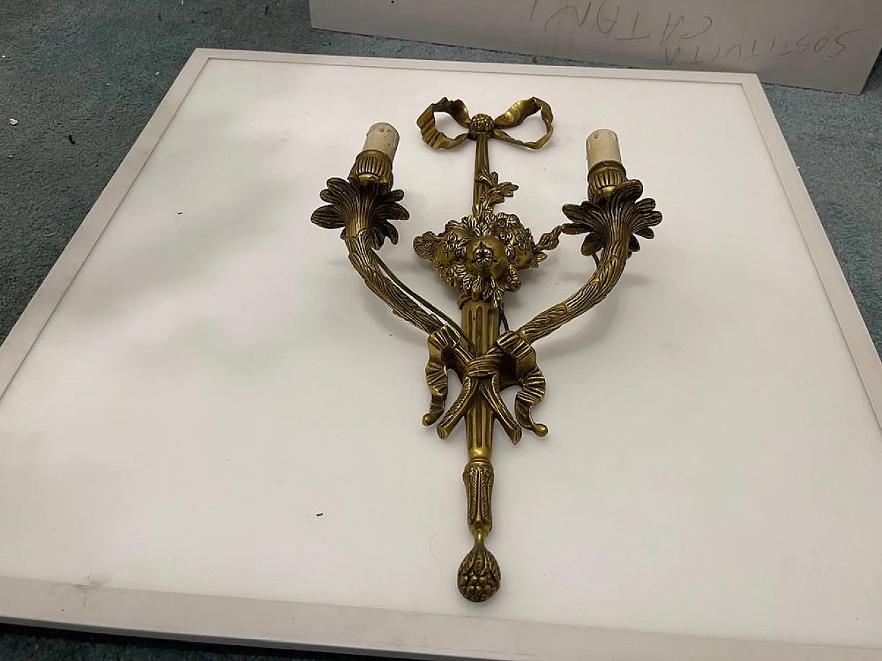 Pair of bronze fruit sconces, 1920s 7