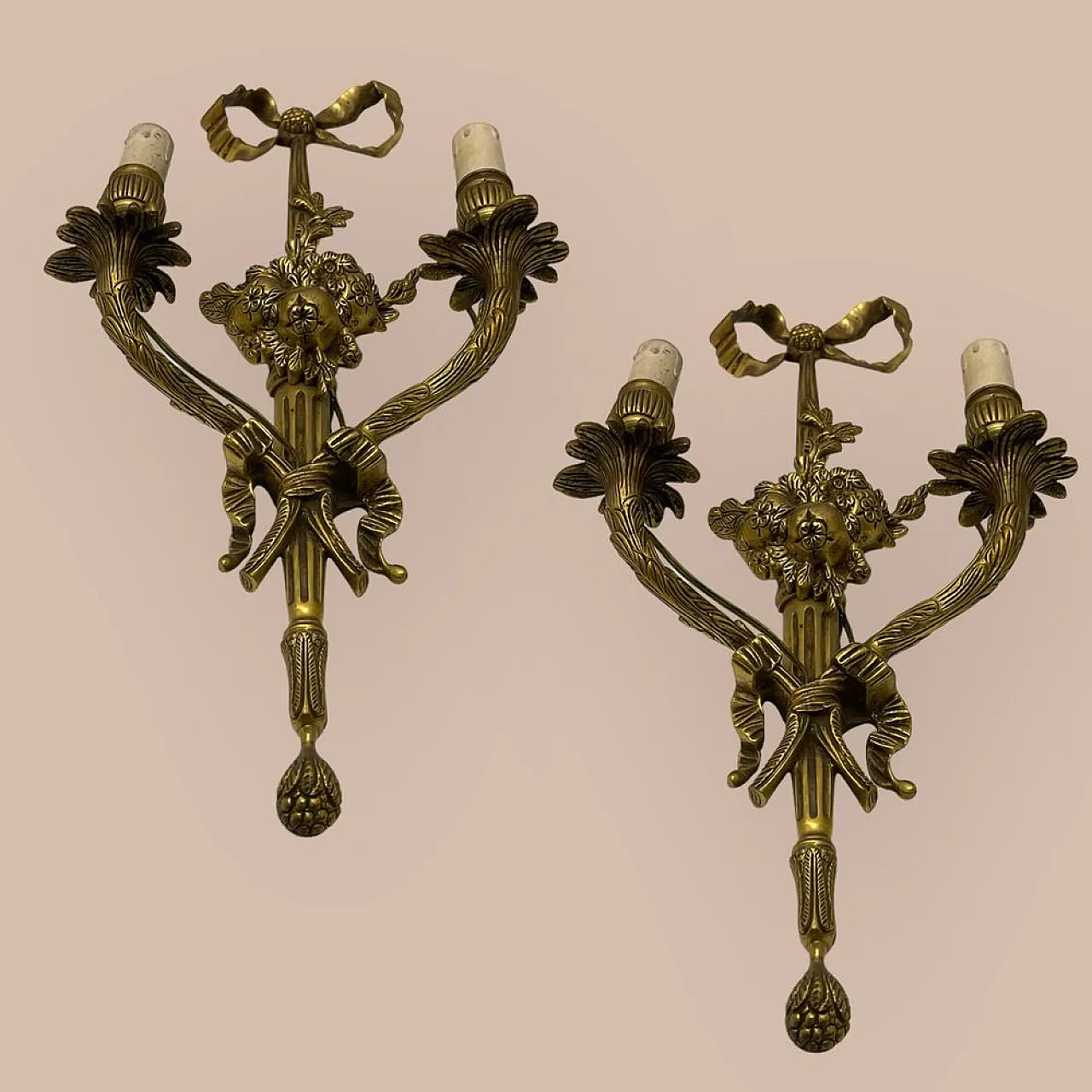 Pair of bronze fruit sconces, 1920s 11