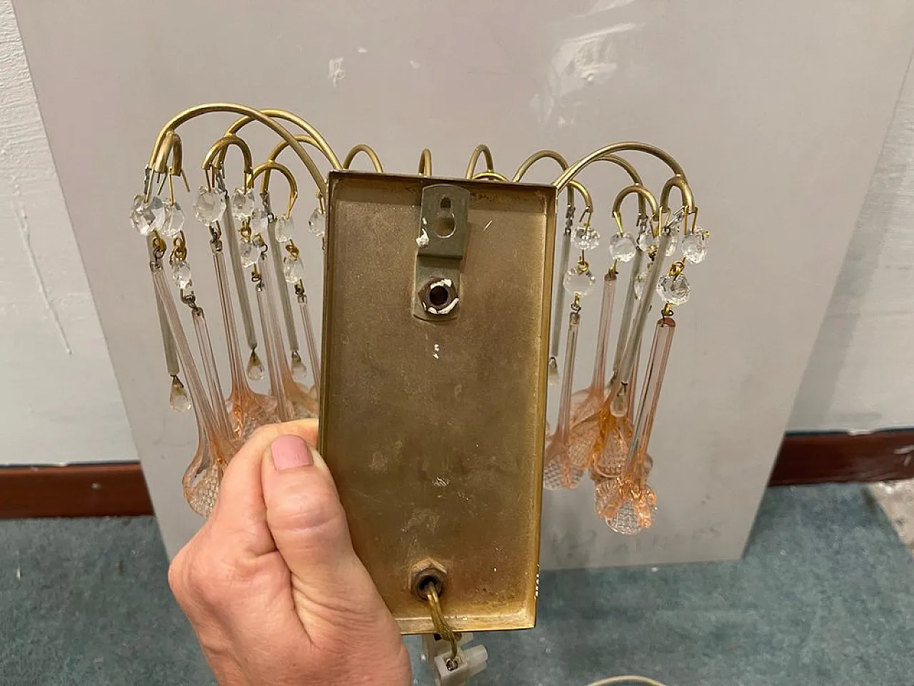 Pair of Pink Murano waterfall sconce, 1970s 6