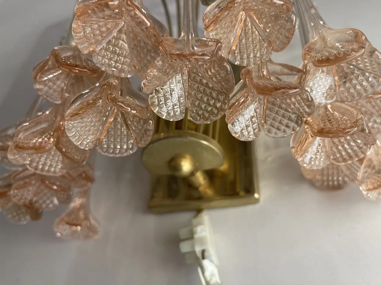 Pair of Pink Murano waterfall sconce, 1970s 9