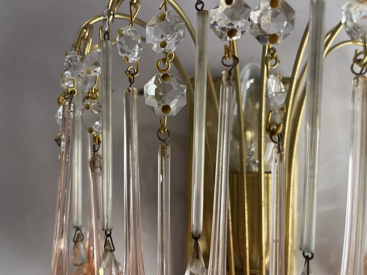 Pair of Pink Murano waterfall sconce, 1970s 10