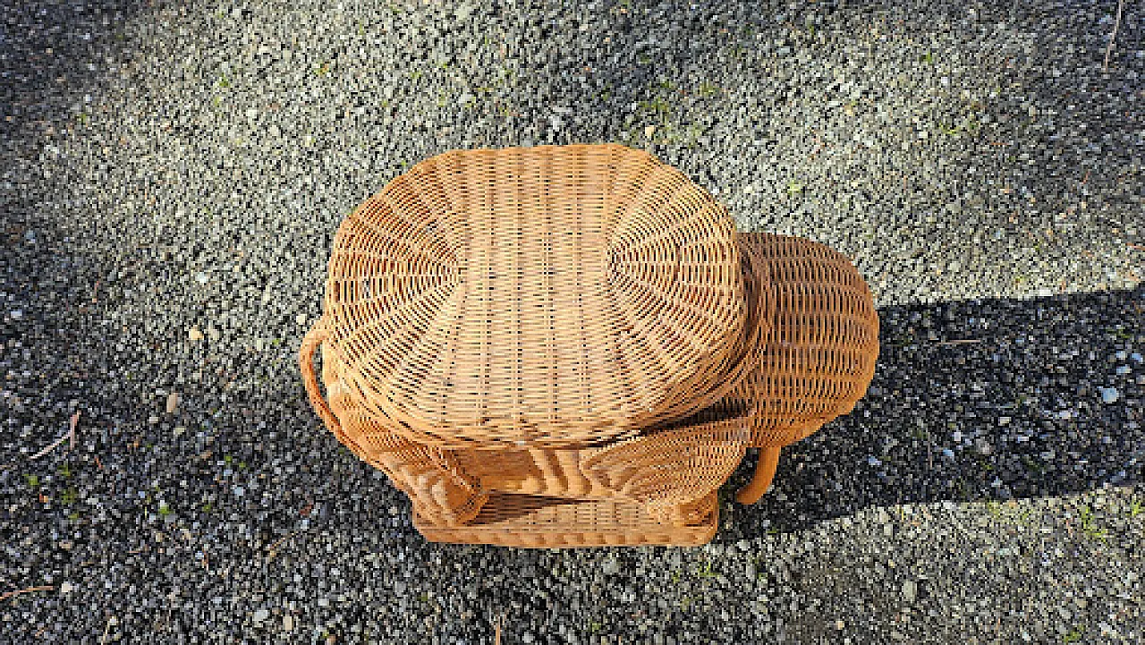 Tavolino da caffè in vimini, anni '60 1