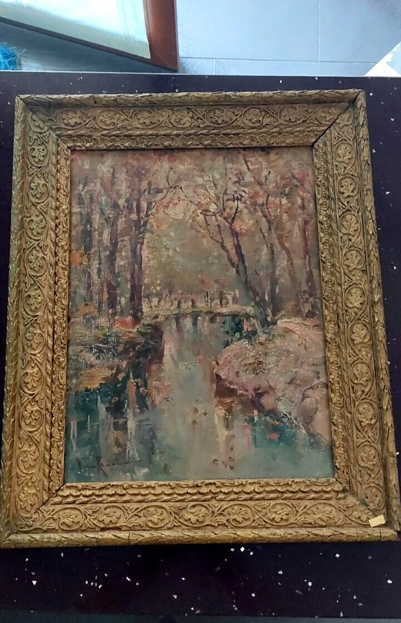 Franco Ricciardi, dipinto a olio su cartone, primo '900 1