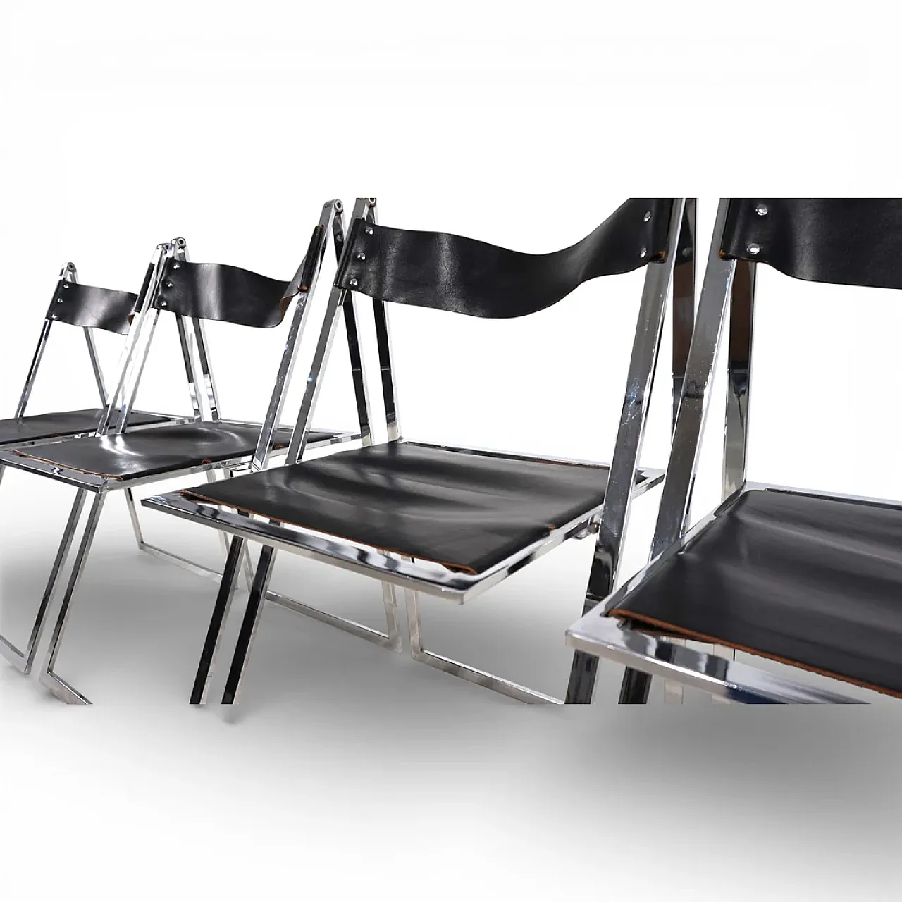 4 Lübke folding dining chairs by Fantoni&Geraci, 1960s 6