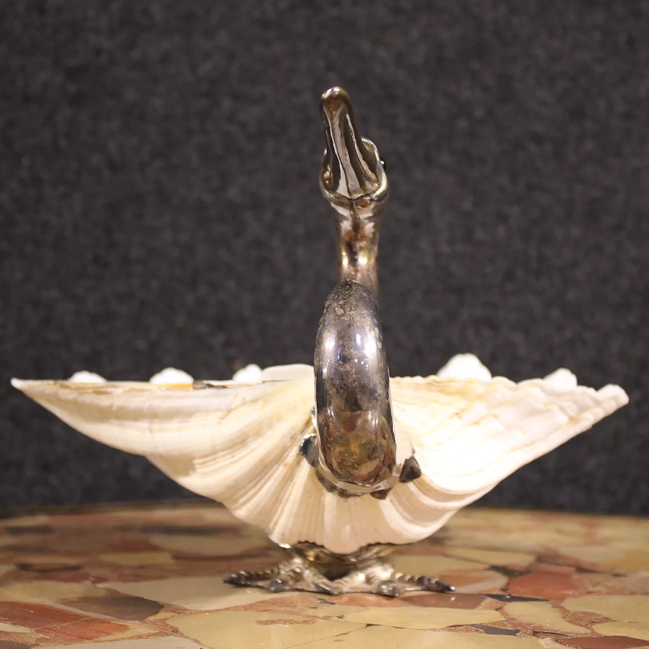 Cigno in argento e conchiglia di Binazzi Firenze, '900 9