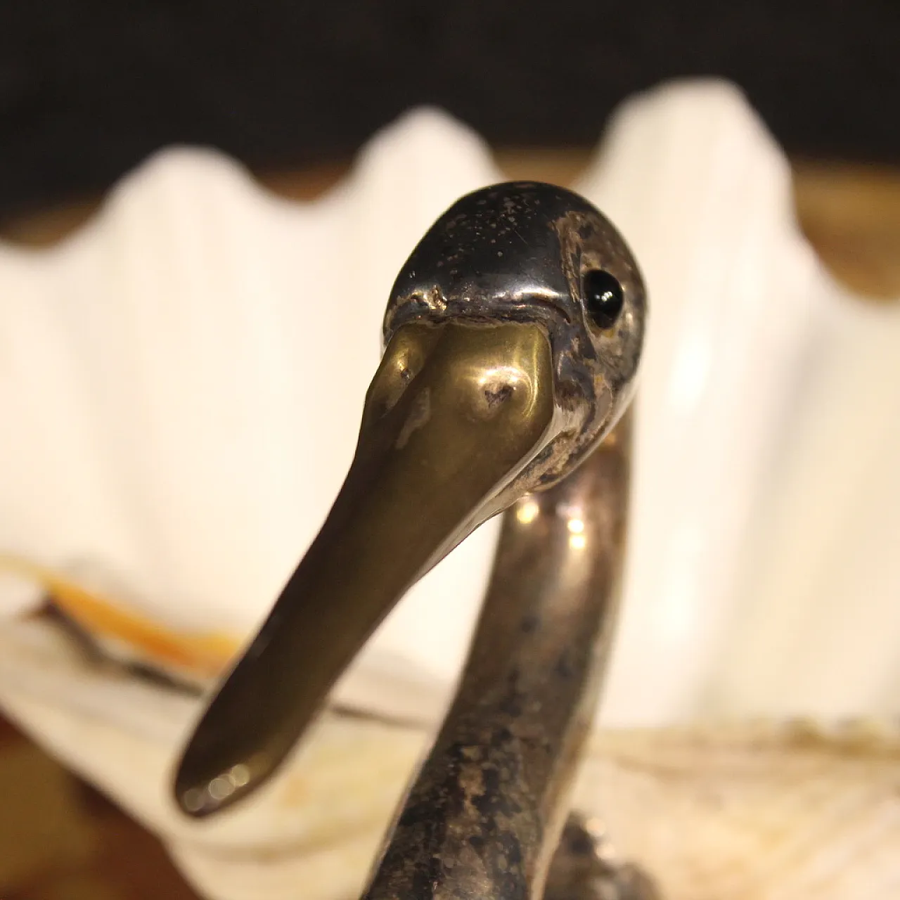 Cigno in argento e conchiglia di Binazzi Firenze, '900 12
