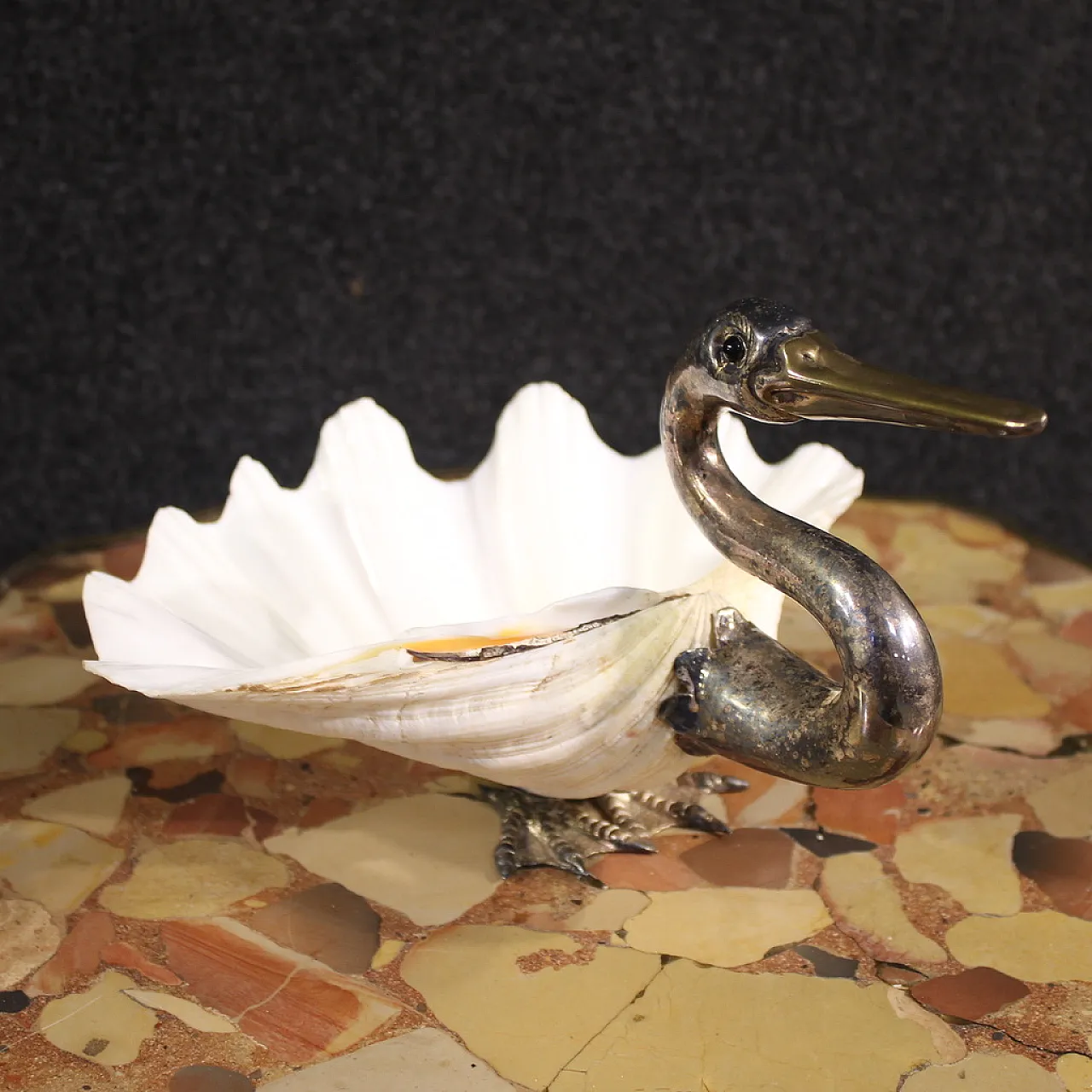 Cigno in argento e conchiglia di Binazzi Firenze, '900 13