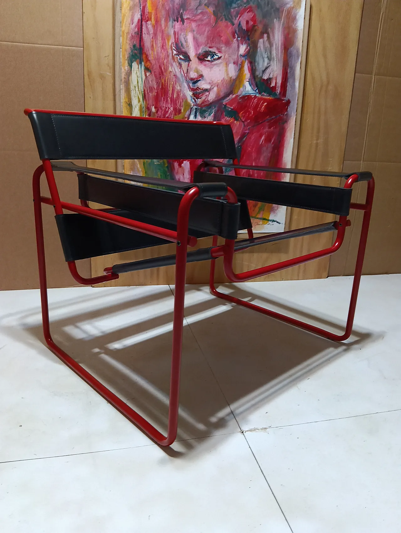 Wassily B3 armchair by Knoll in black leather in structure, 2000s 3