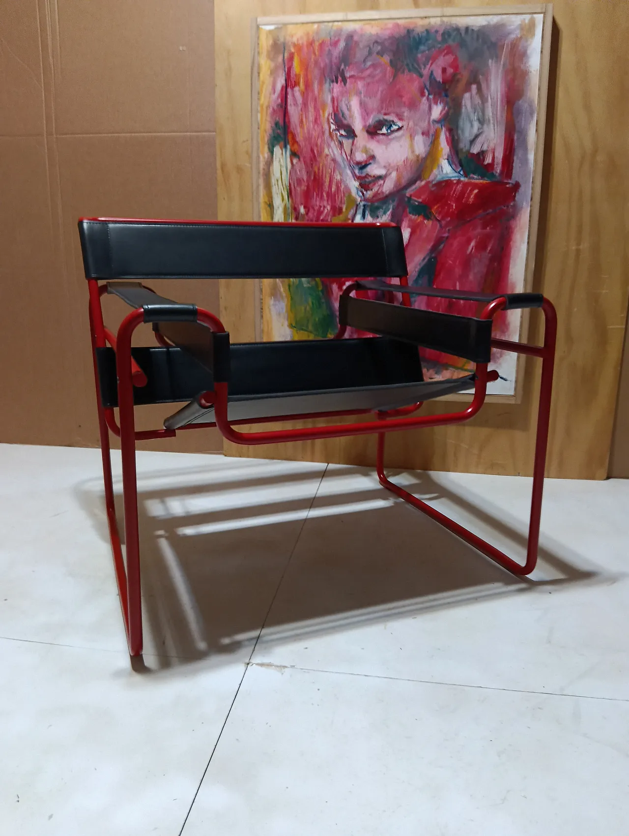 Wassily B3 armchair by Knoll in black leather in structure, 2000s 5