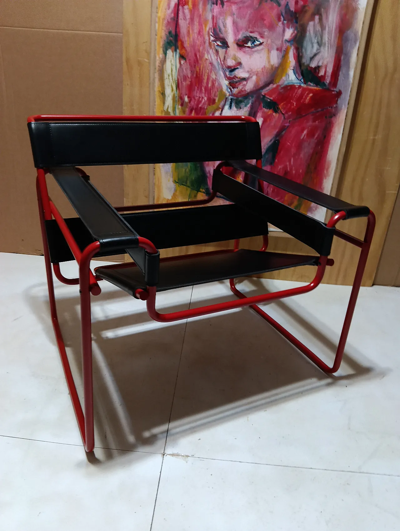 Wassily B3 armchair by Knoll in black leather in structure, 2000s 6