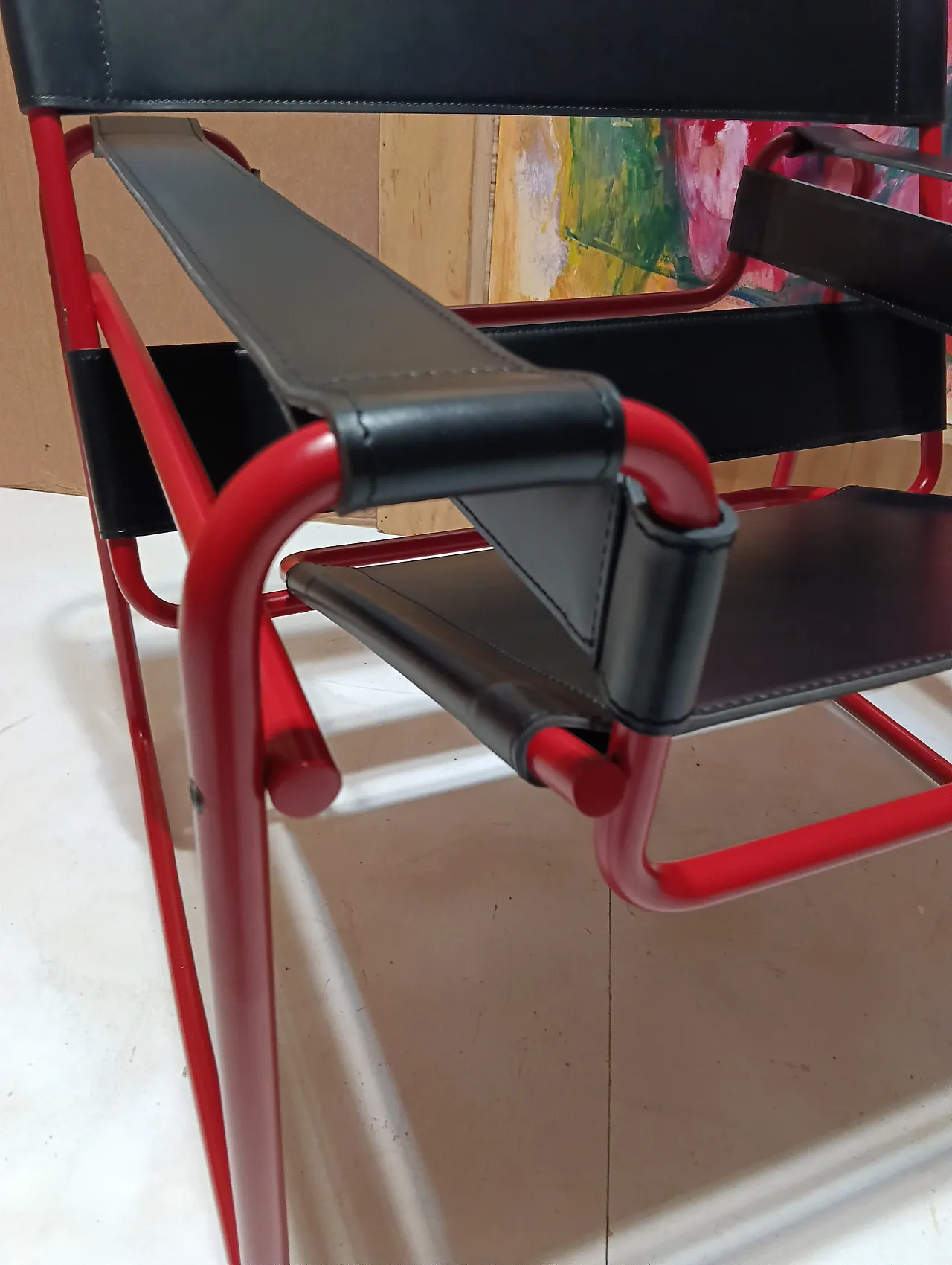 Wassily B3 armchair by Knoll in black leather in structure, 2000s 7