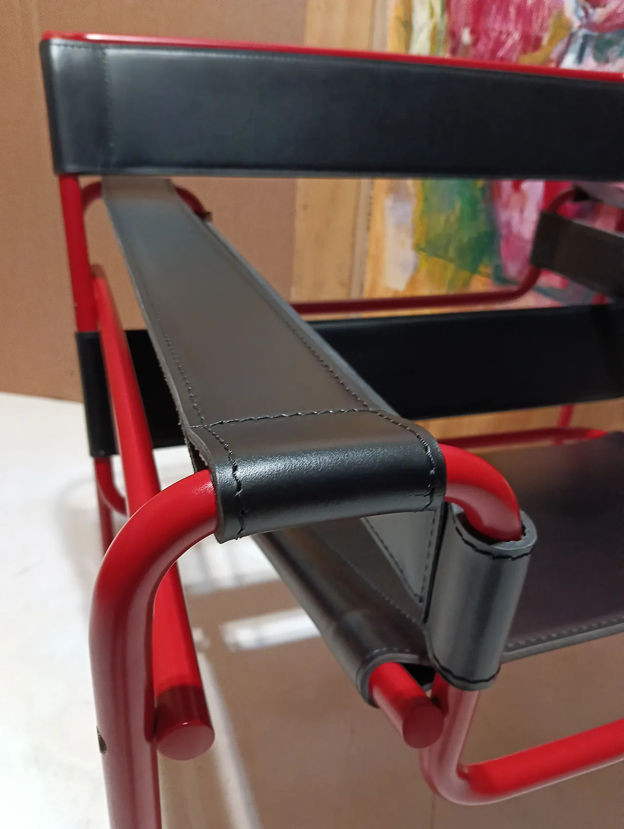 Wassily B3 armchair by Knoll in black leather in structure, 2000s 9