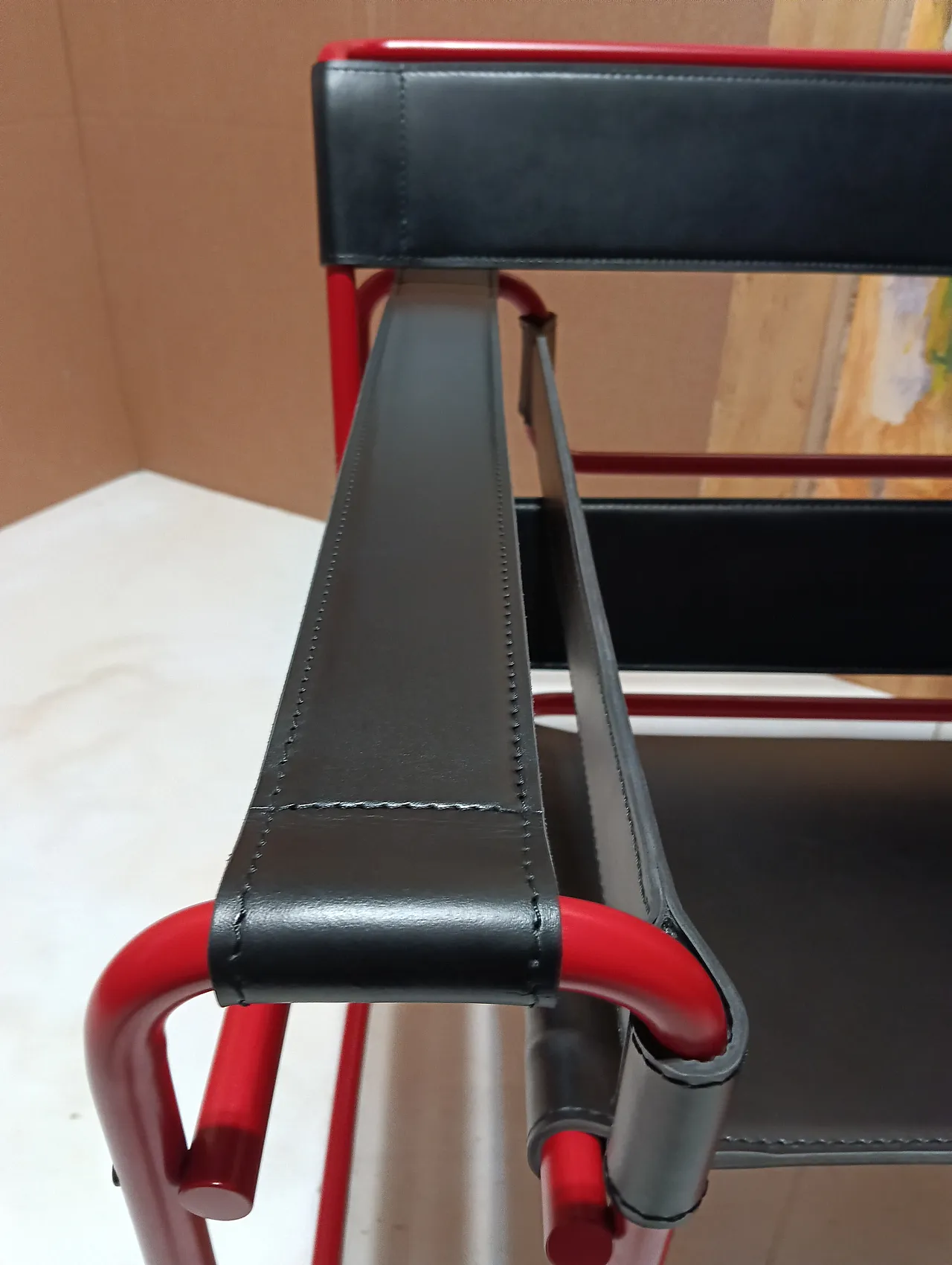 Wassily B3 armchair by Knoll in black leather in structure, 2000s 10