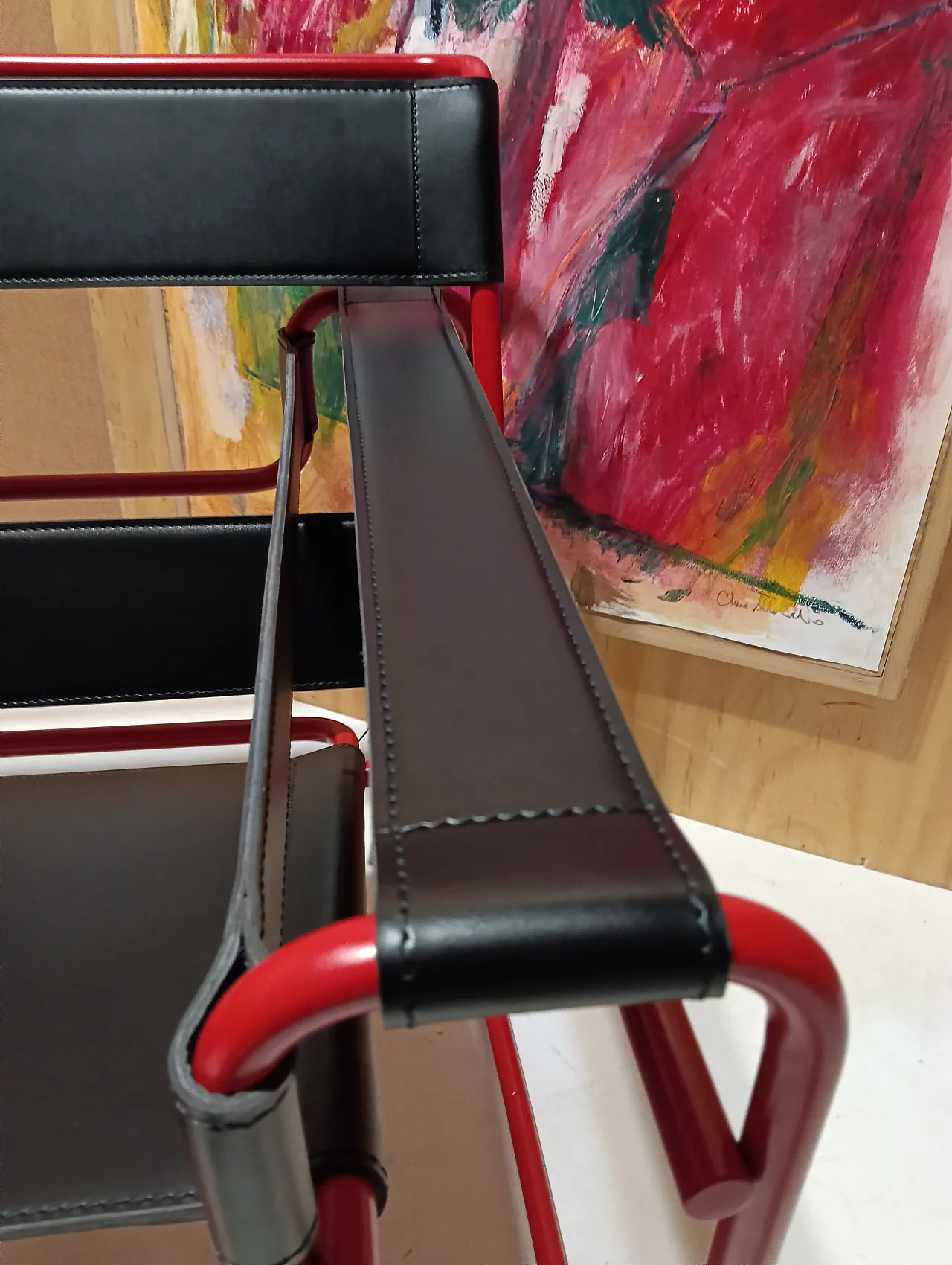 Wassily B3 armchair by Knoll in black leather in structure, 2000s 15