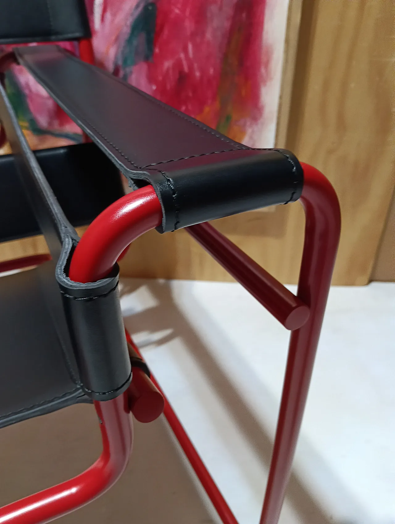 Wassily B3 armchair by Knoll in black leather in structure, 2000s 16