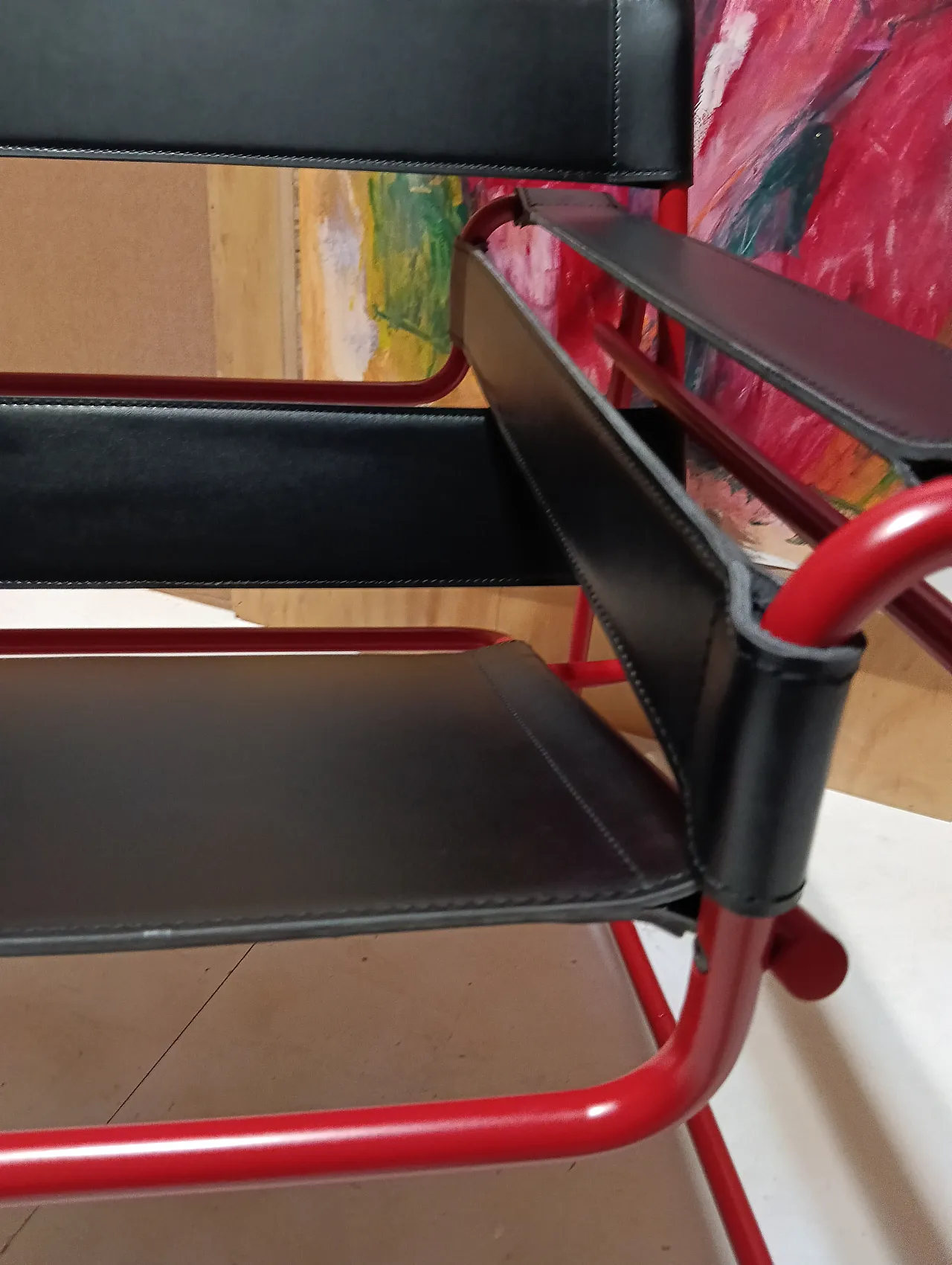 Wassily B3 armchair by Knoll in black leather in structure, 2000s 19