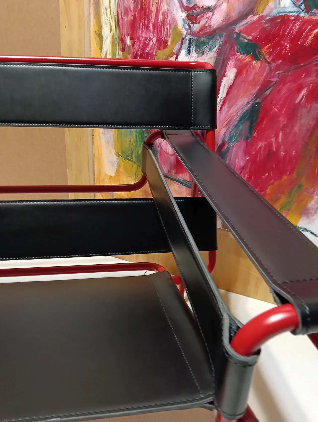 Wassily B3 armchair by Knoll in black leather in structure, 2000s 20