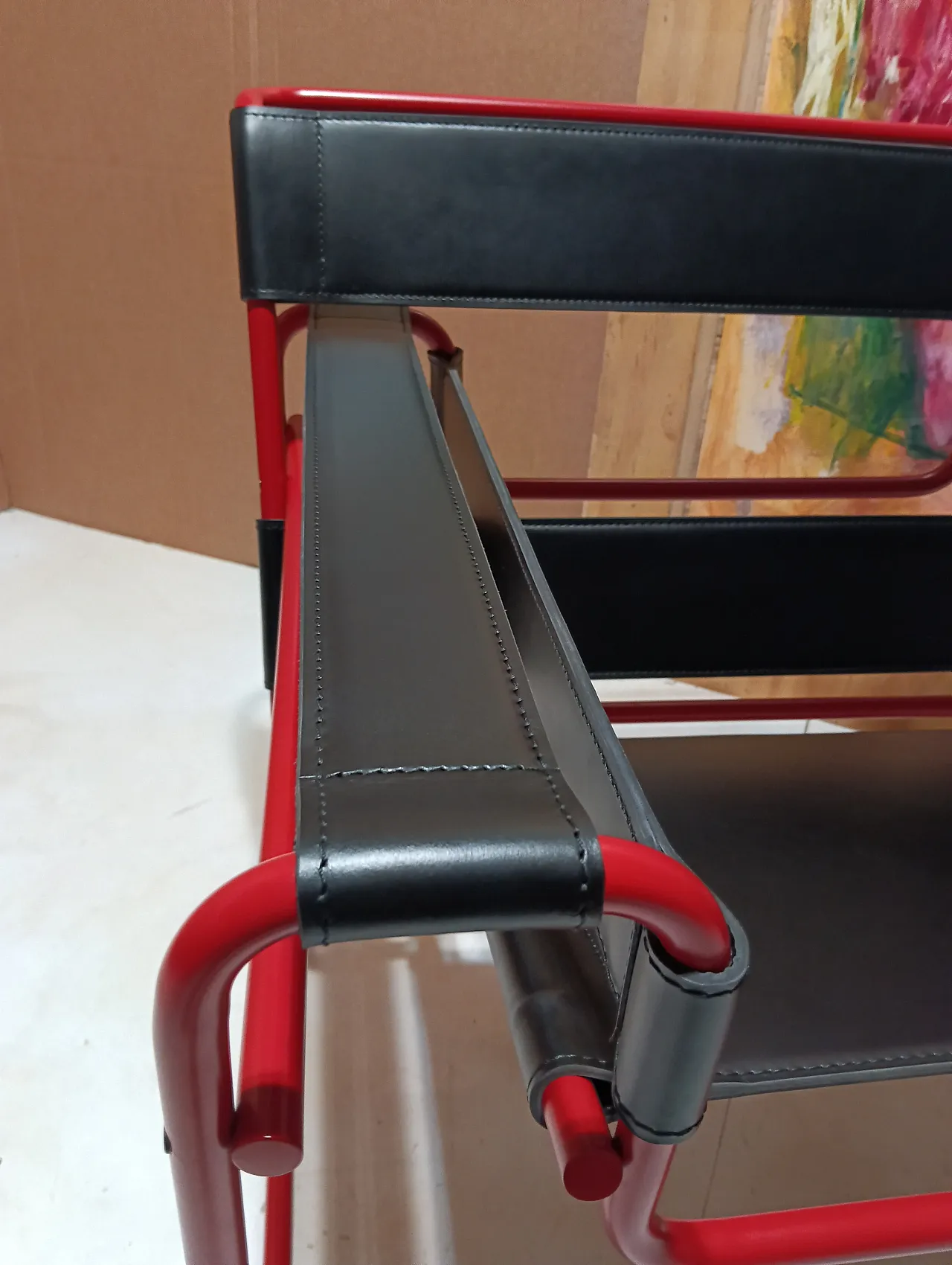 Wassily B3 armchair by Knoll in black leather in structure, 2000s 21