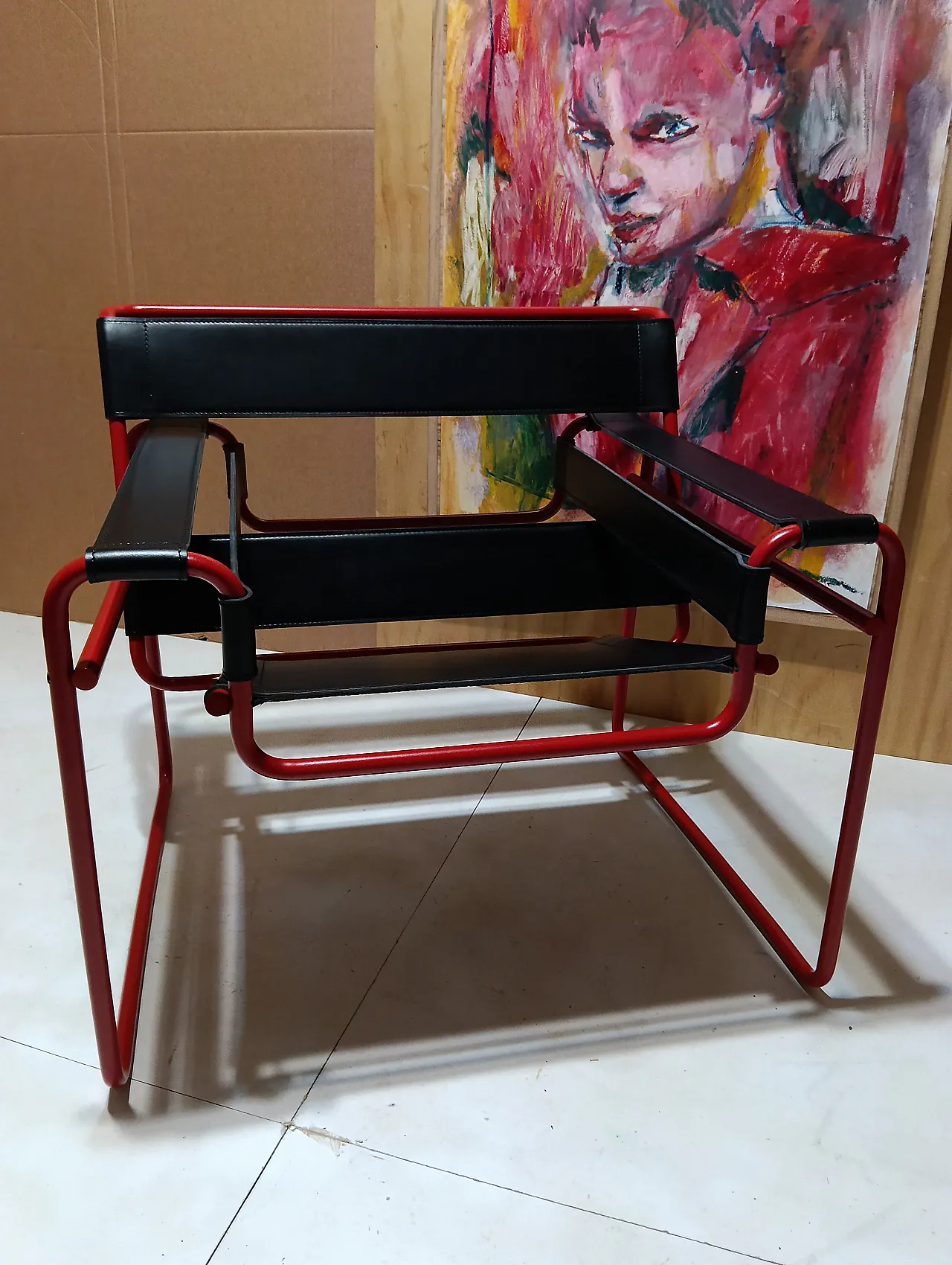 Wassily B3 armchair by Knoll in black leather in structure, 2000s 22