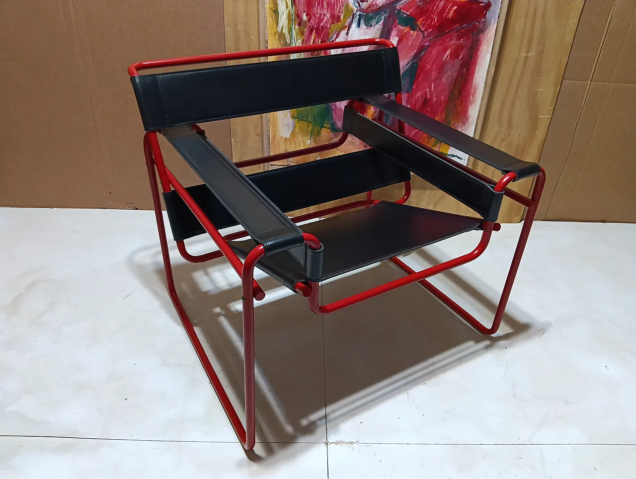 Wassily B3 armchair by Knoll in black leather in structure, 2000s 23