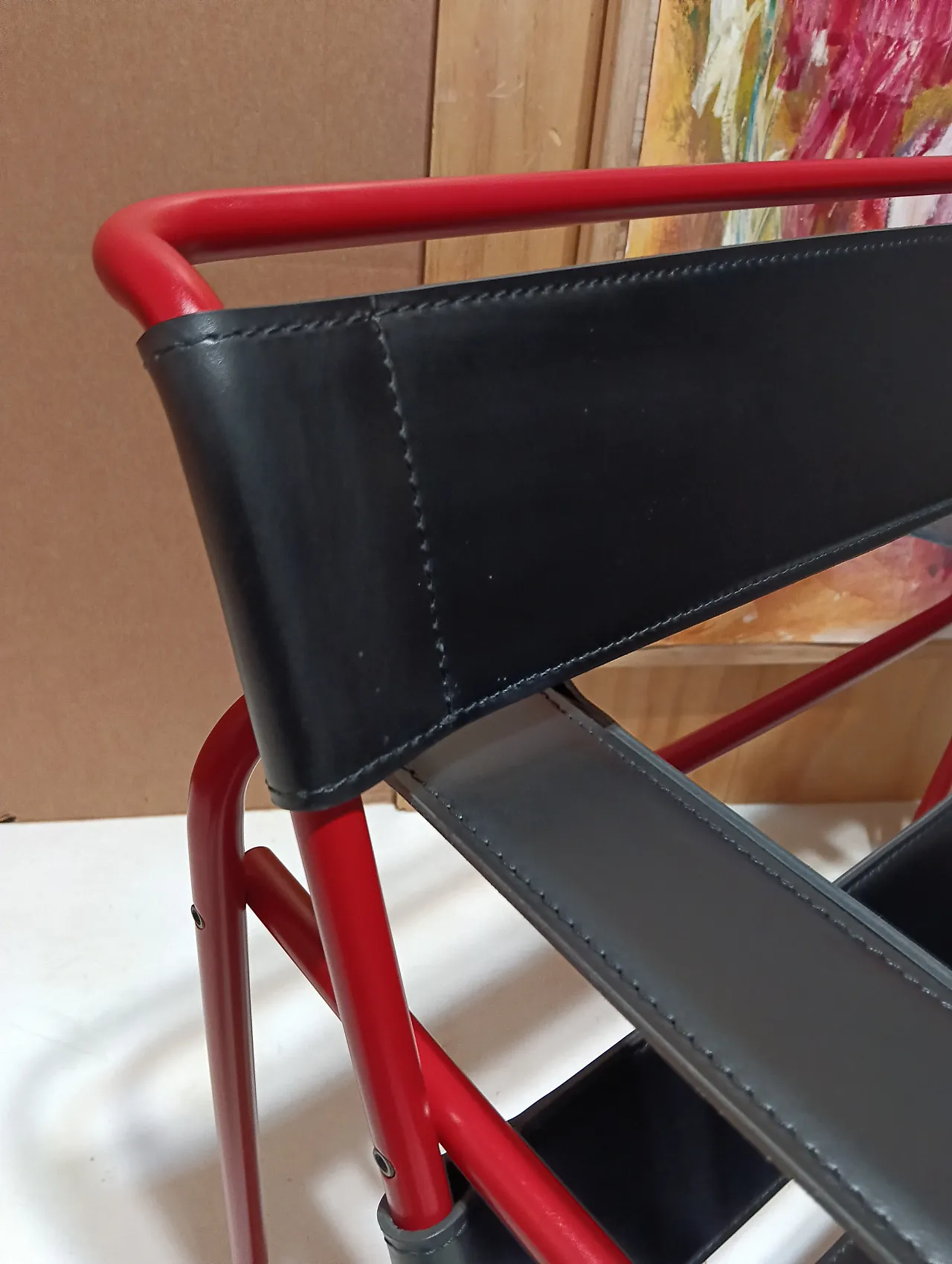 Wassily B3 armchair by Knoll in black leather in structure, 2000s 25