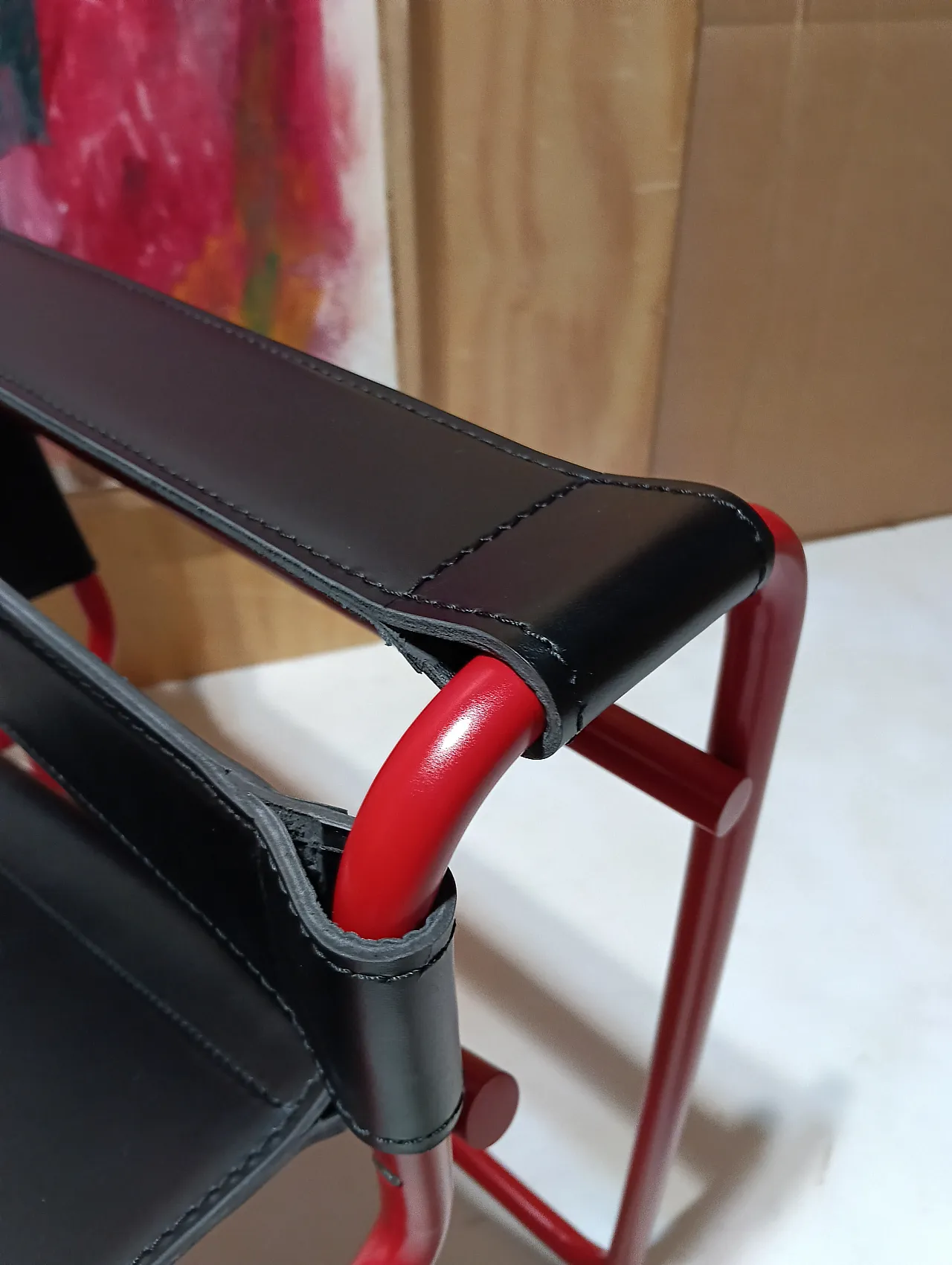 Wassily B3 armchair by Knoll in black leather in structure, 2000s 26