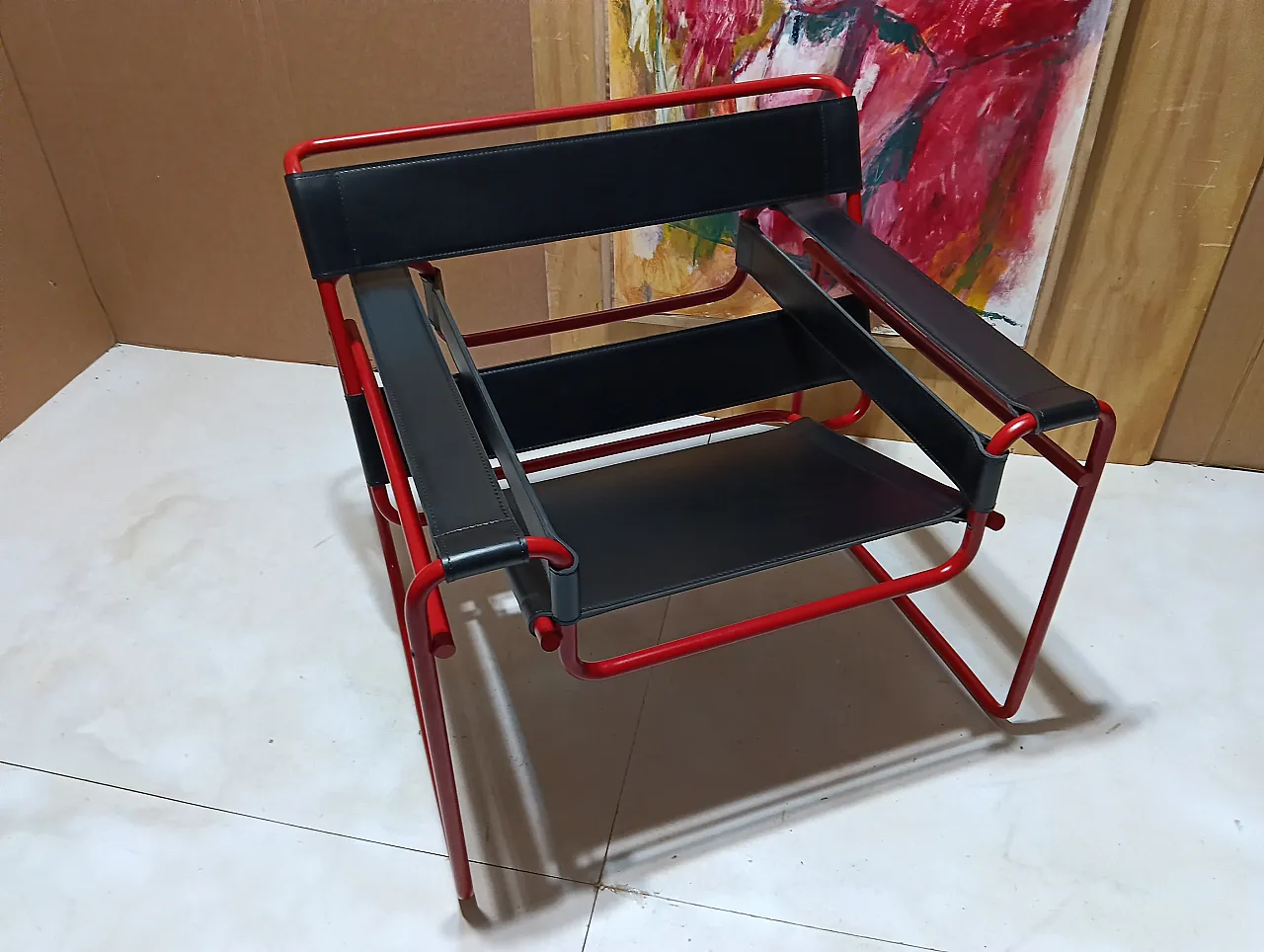 Wassily B3 armchair by Knoll in black leather in structure, 2000s 34