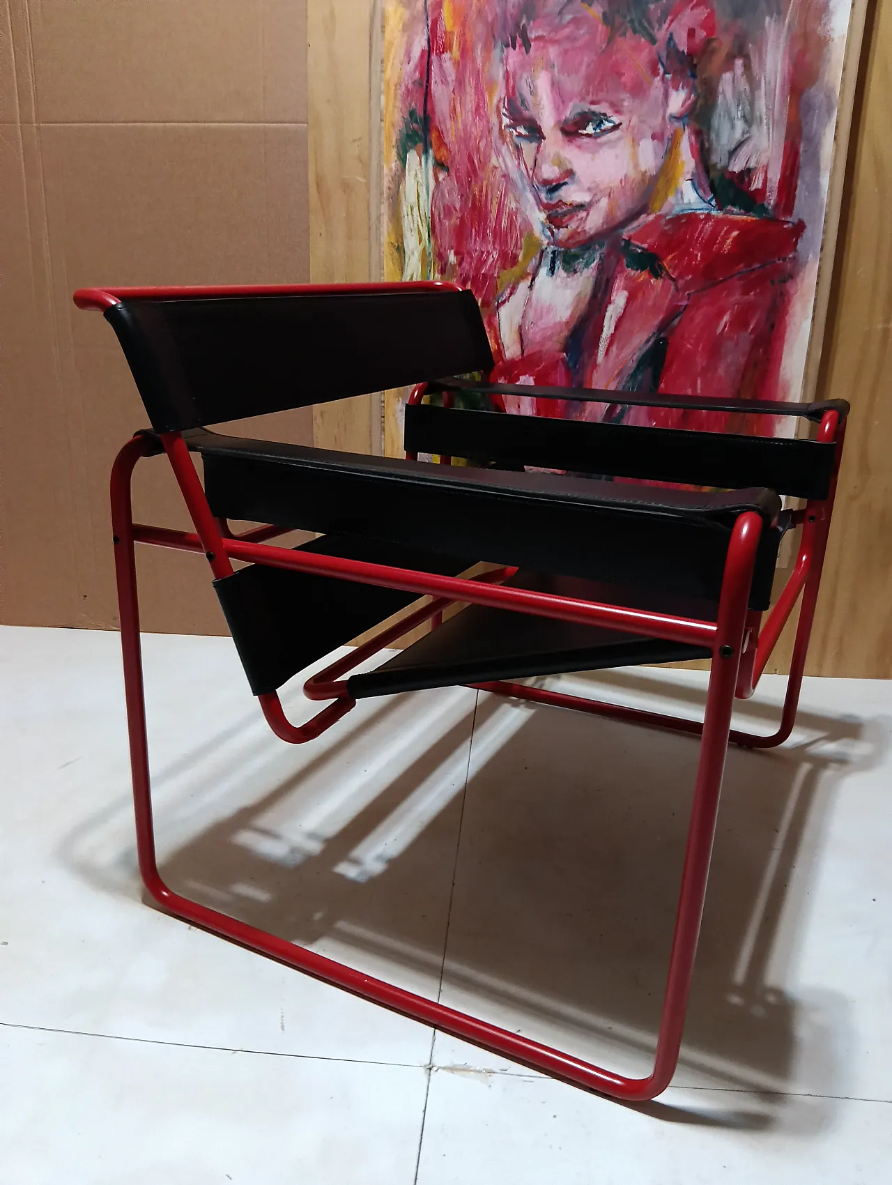 Wassily B3 armchair by Knoll in black leather in structure, 2000s 35