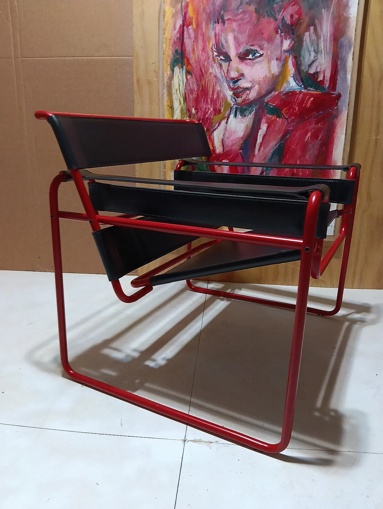 Wassily B3 armchair by Knoll in black leather in structure, 2000s 36