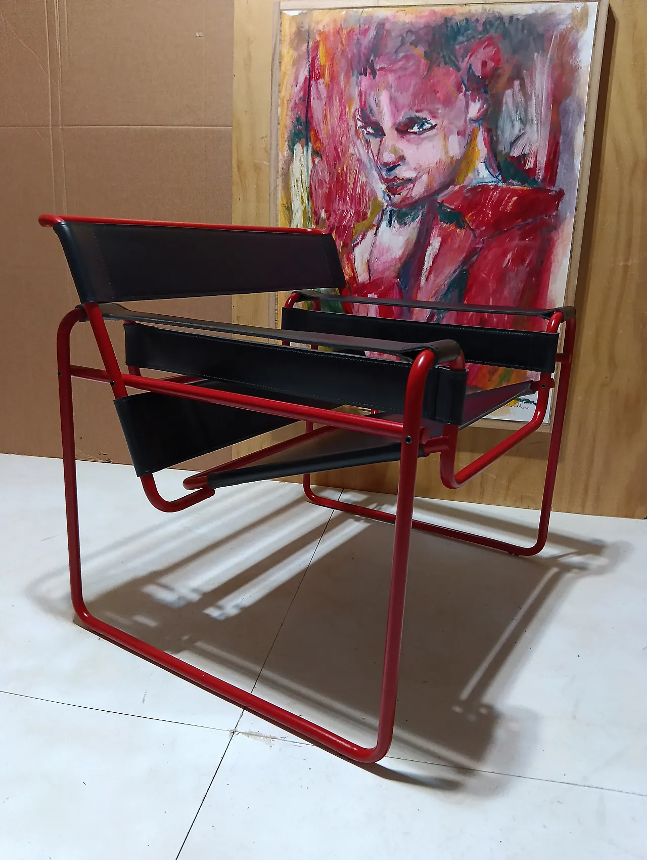 Wassily B3 armchair by Knoll in black leather in structure, 2000s 37