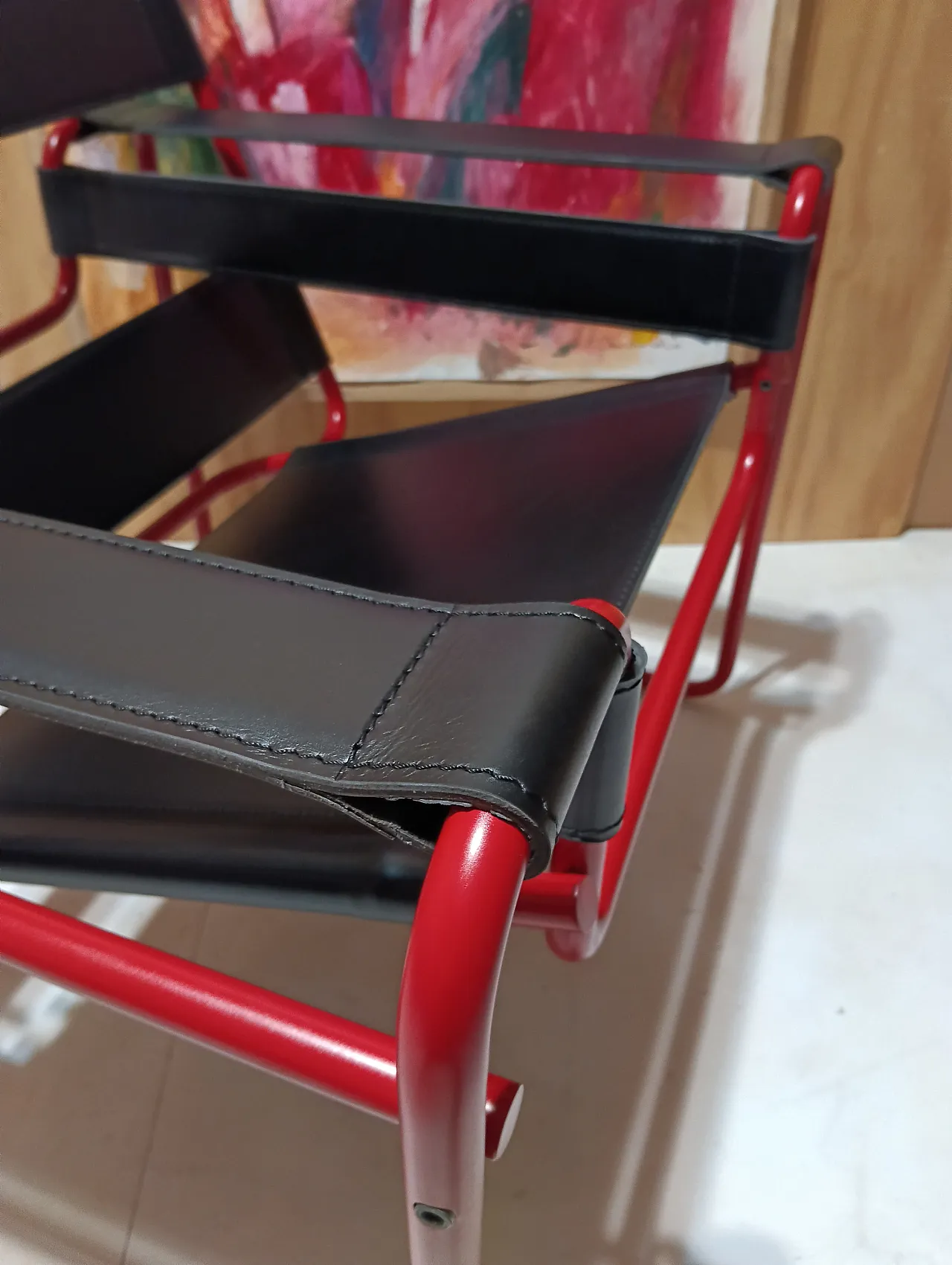 Wassily B3 armchair by Knoll in black leather in structure, 2000s 39