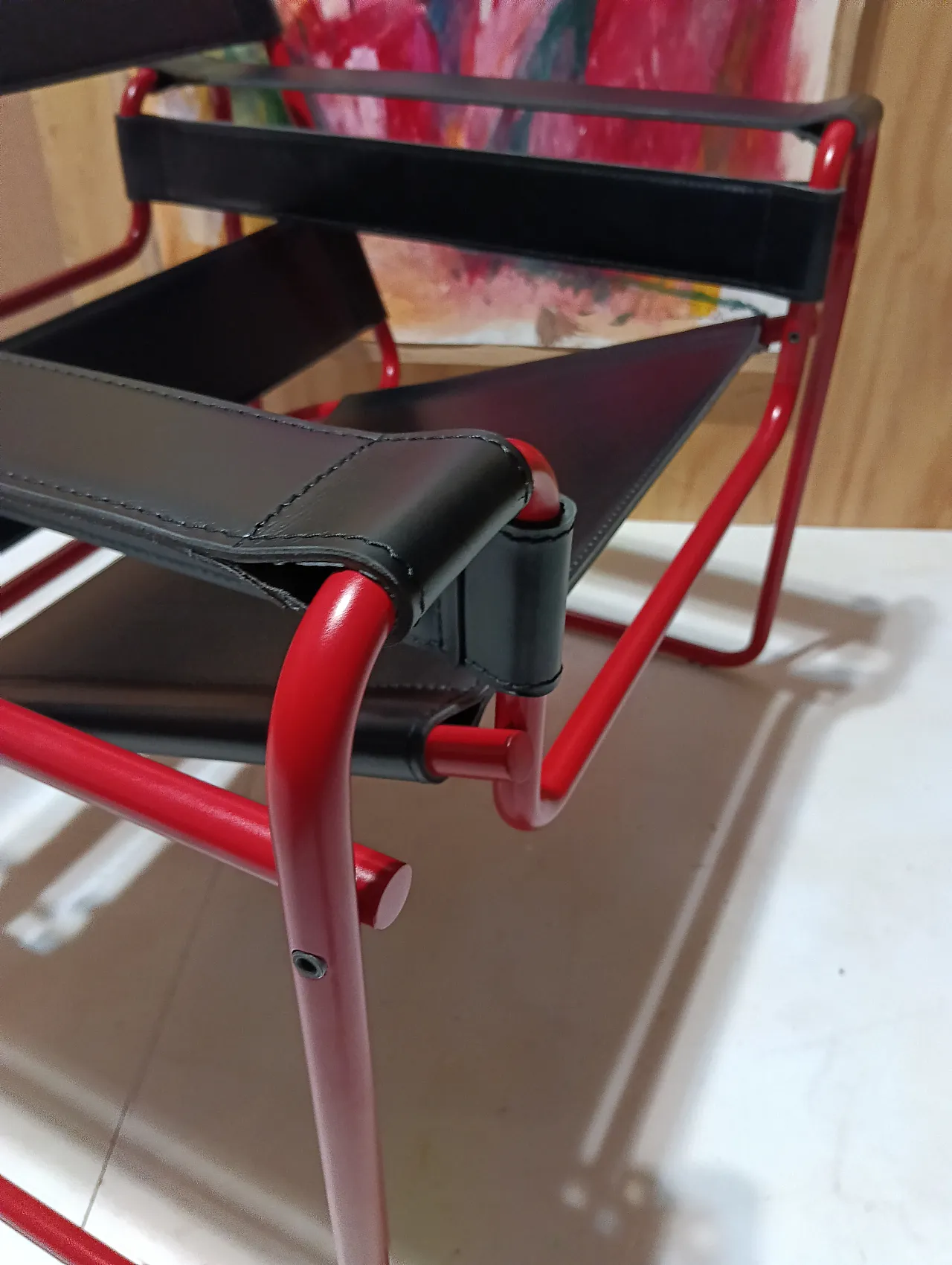 Wassily B3 armchair by Knoll in black leather in structure, 2000s 40