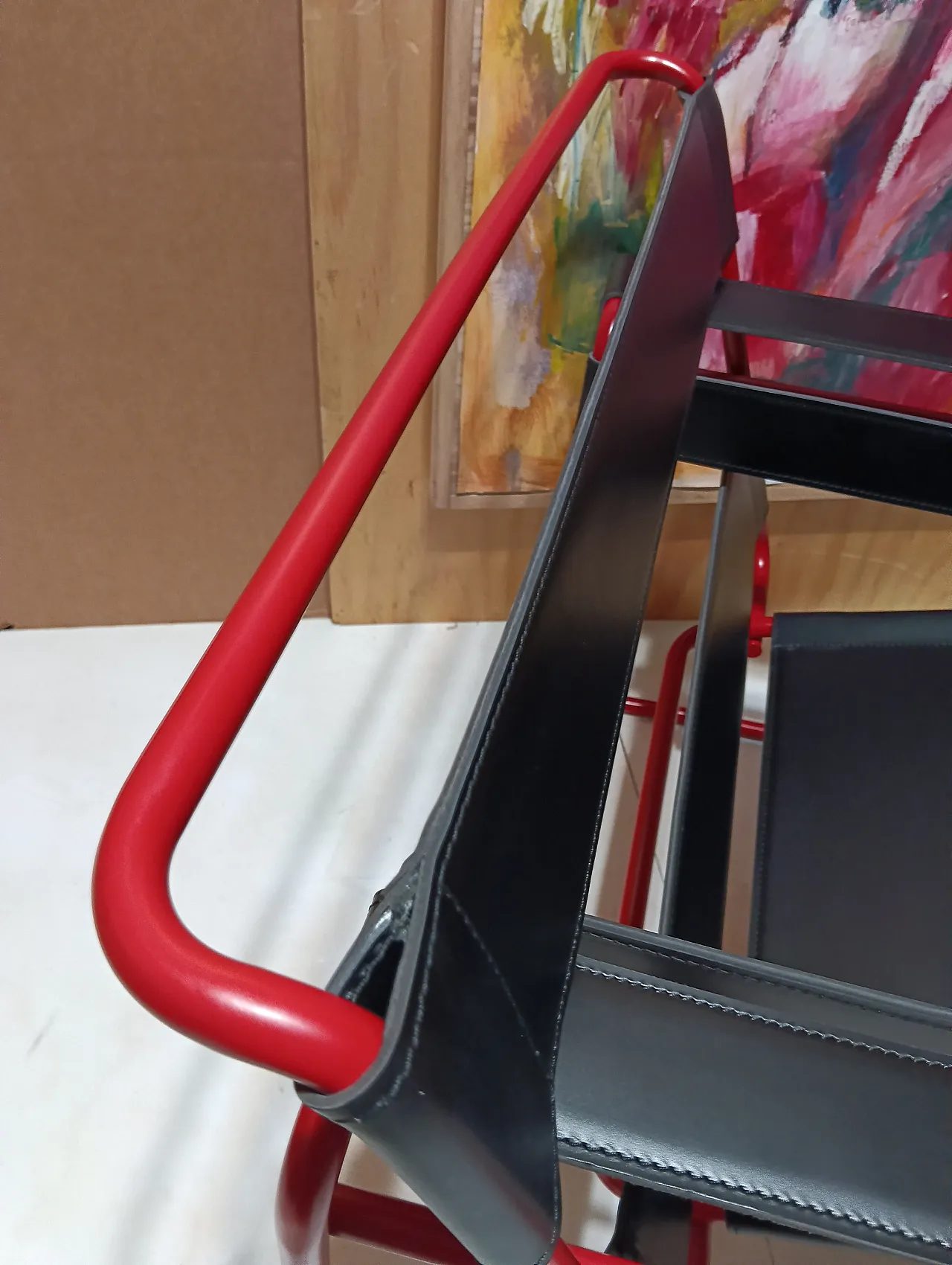 Wassily B3 armchair by Knoll in black leather in structure, 2000s 45