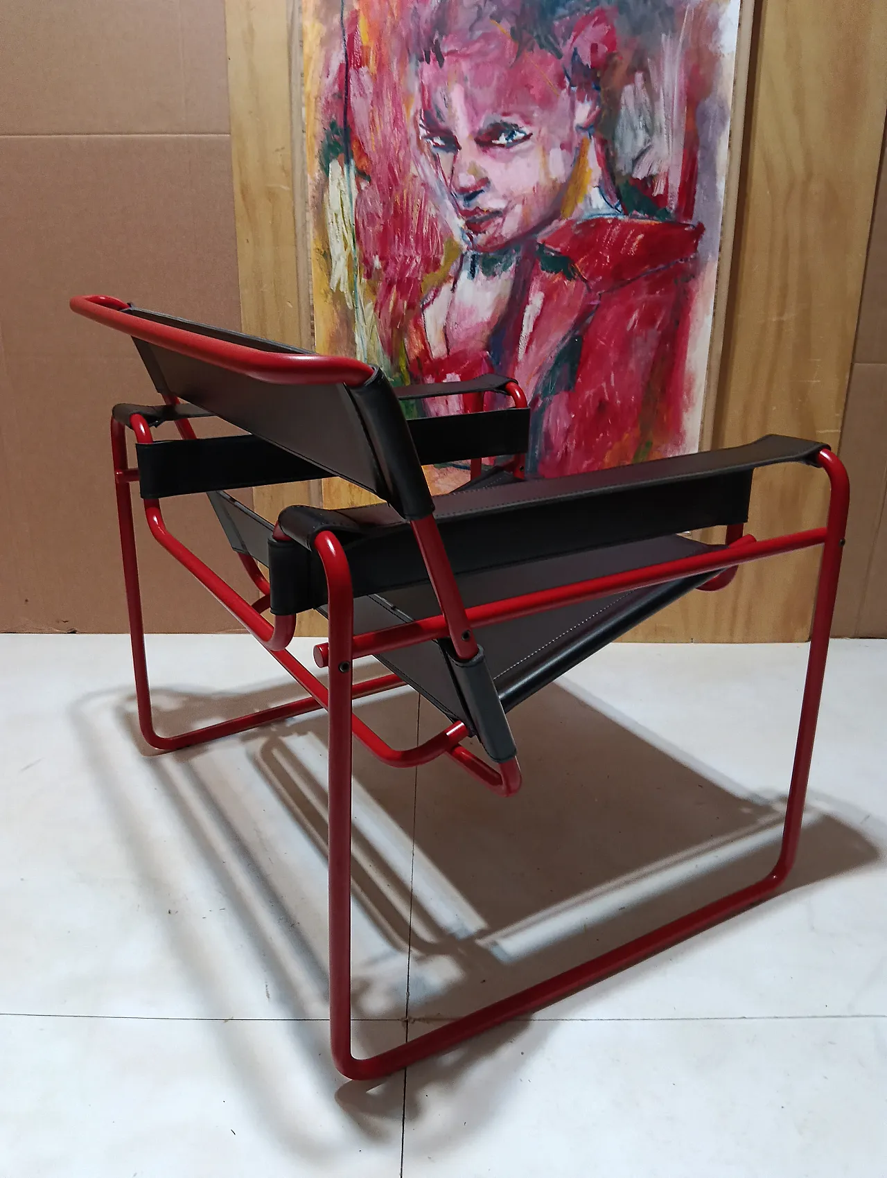 Wassily B3 armchair by Knoll in black leather in structure, 2000s 49