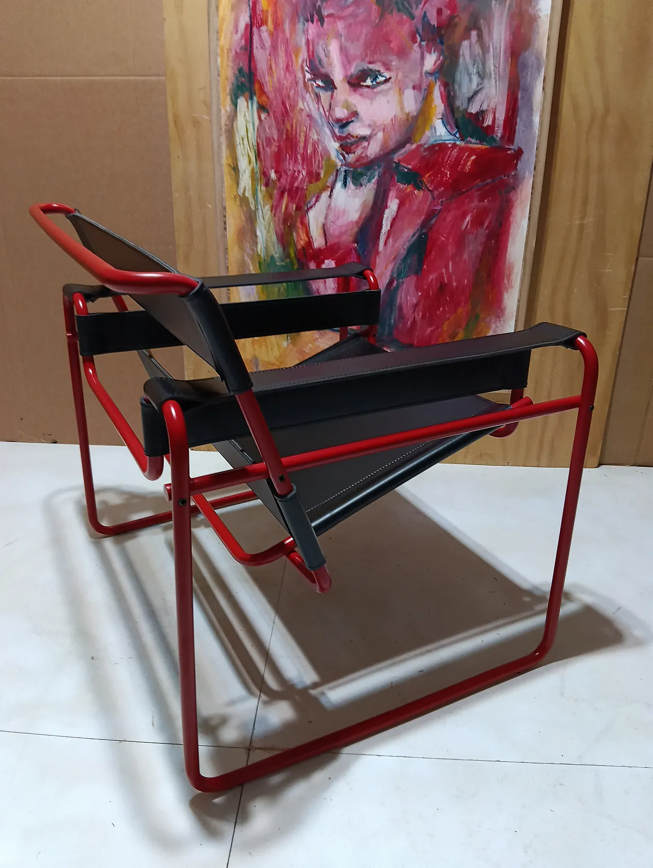 Wassily B3 armchair by Knoll in black leather in structure, 2000s 51